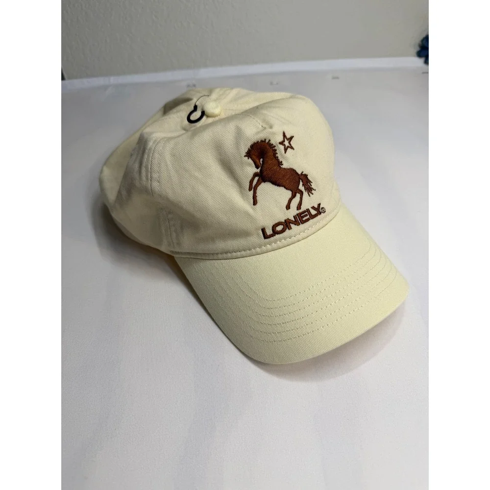 Lonely Ghost Rearing Horse Logo Snapback Hat Cream Tan One Size Streetwear Cap